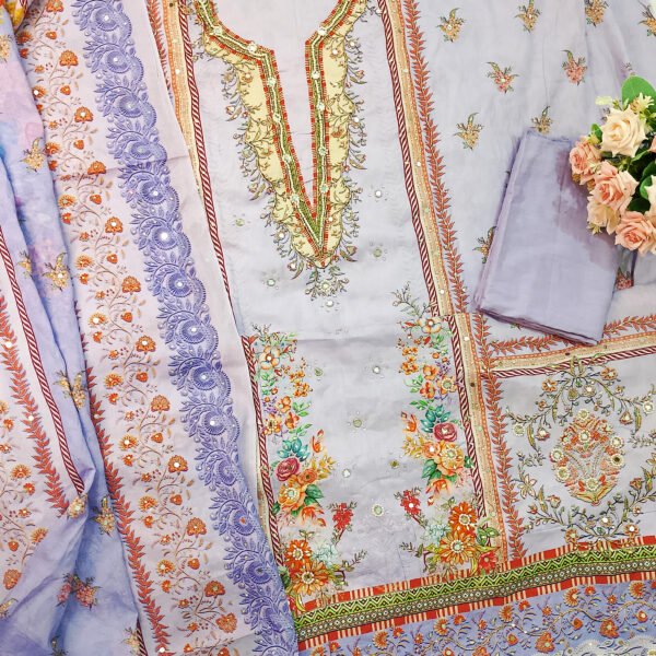 Rang Pasand Luxury Digital Print Pakistani Cotton Three Piece.