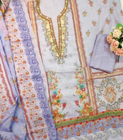 Rang Pasand Luxury Digital Print Pakistani Cotton Three Piece.