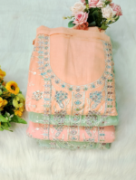 Original Indian Crunchy Fabric Party Wear Embroidered Dress - Image 5