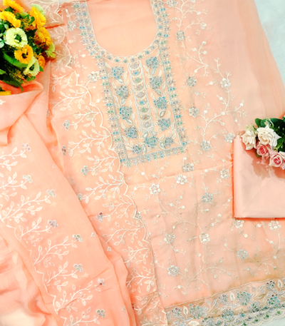 Original Indian Crunchy Fabric Party Wear Embroidered Dress