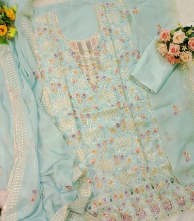 Original Indian Vetless Georgette Embroidered Party Dresses